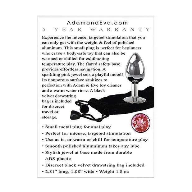 Adam & Eve - Pink Gem Anal Plug Small (Silver)