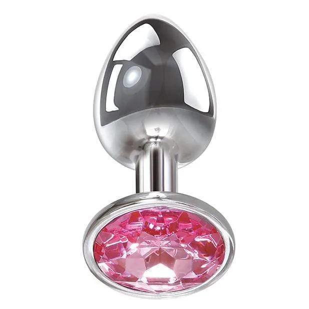 Adam & Eve - Pink Gem Anal Plug Small (Silver)