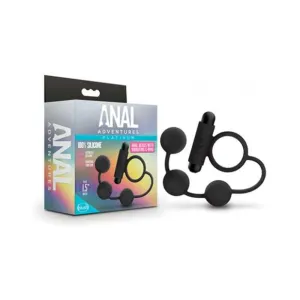 Anal Adventuresplatinum - Silicone Anal Ball With Vibrating C-ring- Black