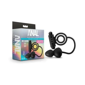Anal Adventuresplatinum- Silicone Anal Plug With Vibrating C-ring - Black