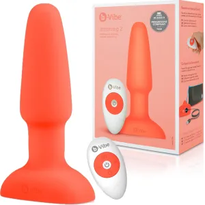 B-Vibe Rimming Plug 2 Orange Vibrating Silicone Anal Remote Control Sex Toy