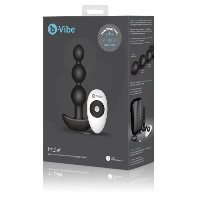 B-Vibe - Triplet Remote Control Rechargeable Anal Beads (Black)