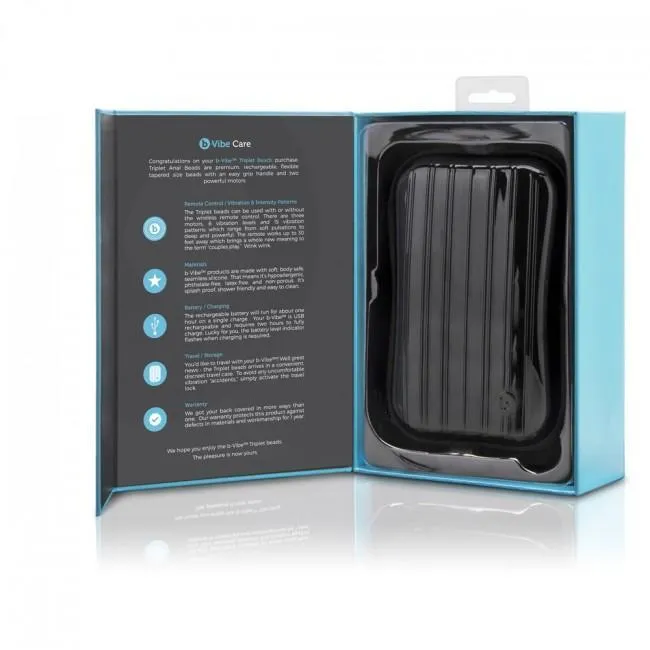 B-Vibe - Triplet Remote Control Rechargeable Anal Beads (Black)