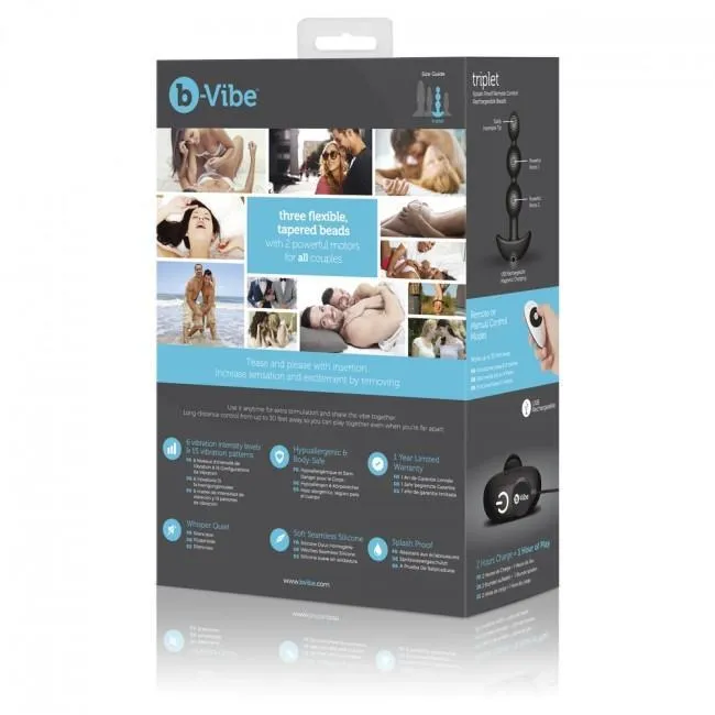 B-Vibe - Triplet Remote Control Rechargeable Anal Beads (Black)