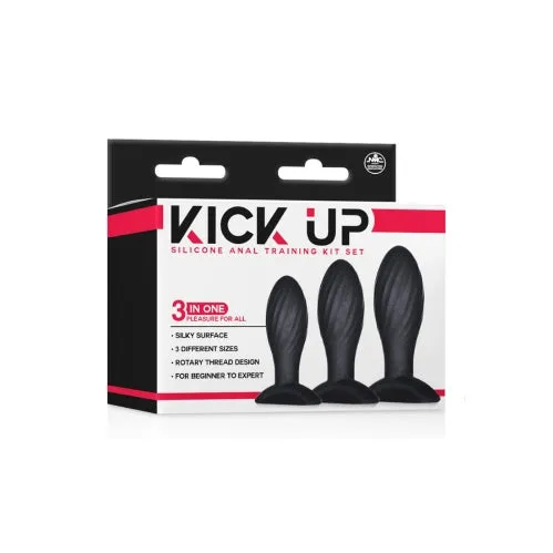 Kick Up - 3 in 1 Silicone Anal Training Set Black 5A
