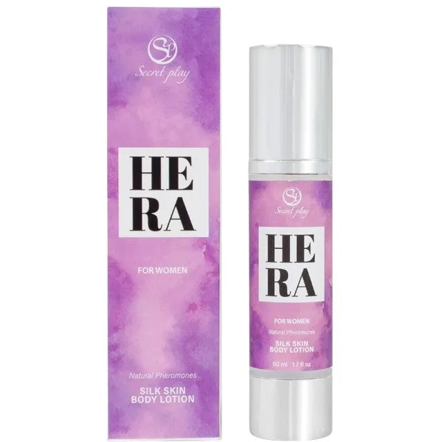Loțiune pentru femei SECRET PLAY HERA Silky Skin. pentru corp. păr și masaj. cu feromoni. note de vanilie neagră și pară. 50 ml