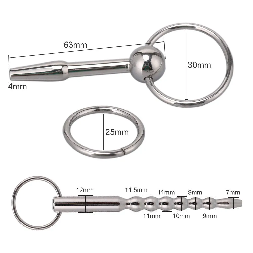 Men Penis Plug Urethra Sounds Glans Training Cum Stopper With Ring
