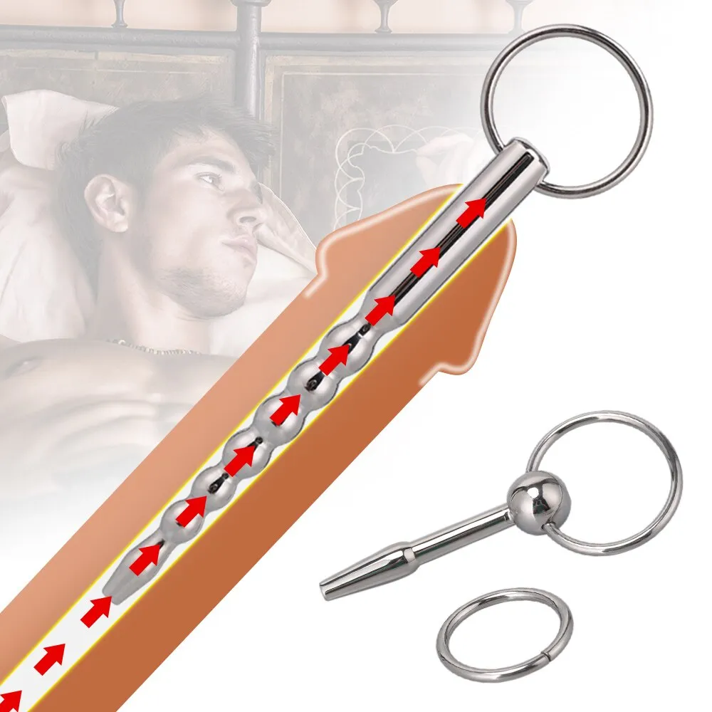 Men Penis Plug Urethra Sounds Glans Training Cum Stopper With Ring