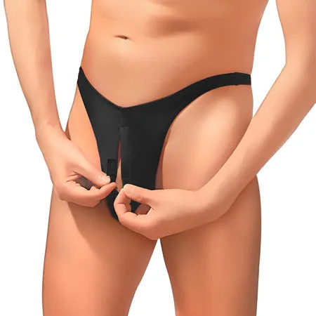 MP Nylon Spandex Pull Tab Thong Blk 1SZ