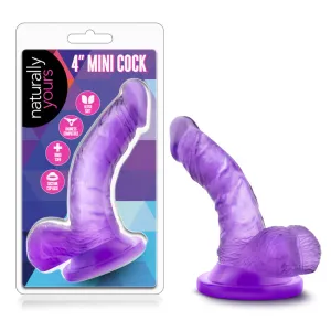 Naturally Yours 4 in. Mini Cock Realistic Dildo with Balls Purple