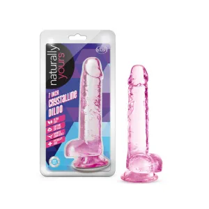 Naturally Yours Crystalline 7 in. Dildo with Balls Rose