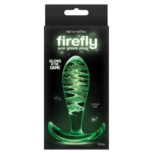NS Novelties - FireFly Glow In The Dark Glass Anal Plug Ace (Clear)