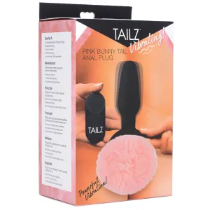 Pink Bunny Tail Vibrating Anal Plug