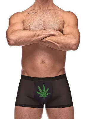 Private Screening Micro Mesh & Modal Pot Leaf Black MD