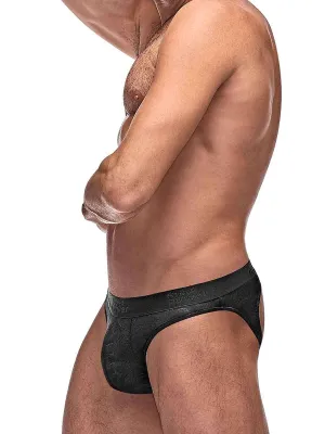 Semi Sheer Embossed Swirl Moonshine Black L/XL