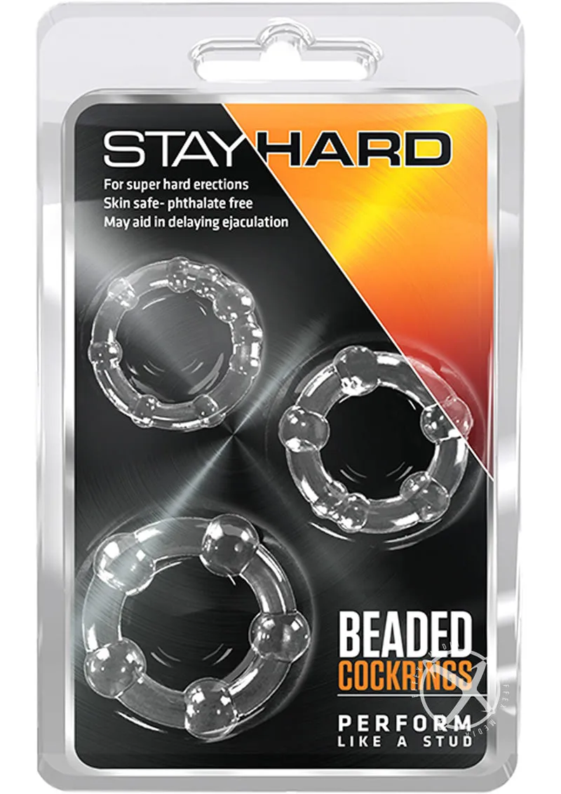 Stay Hard Beaded Cockrings Clear