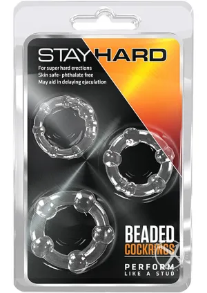 Stay Hard Beaded Cockrings Clear