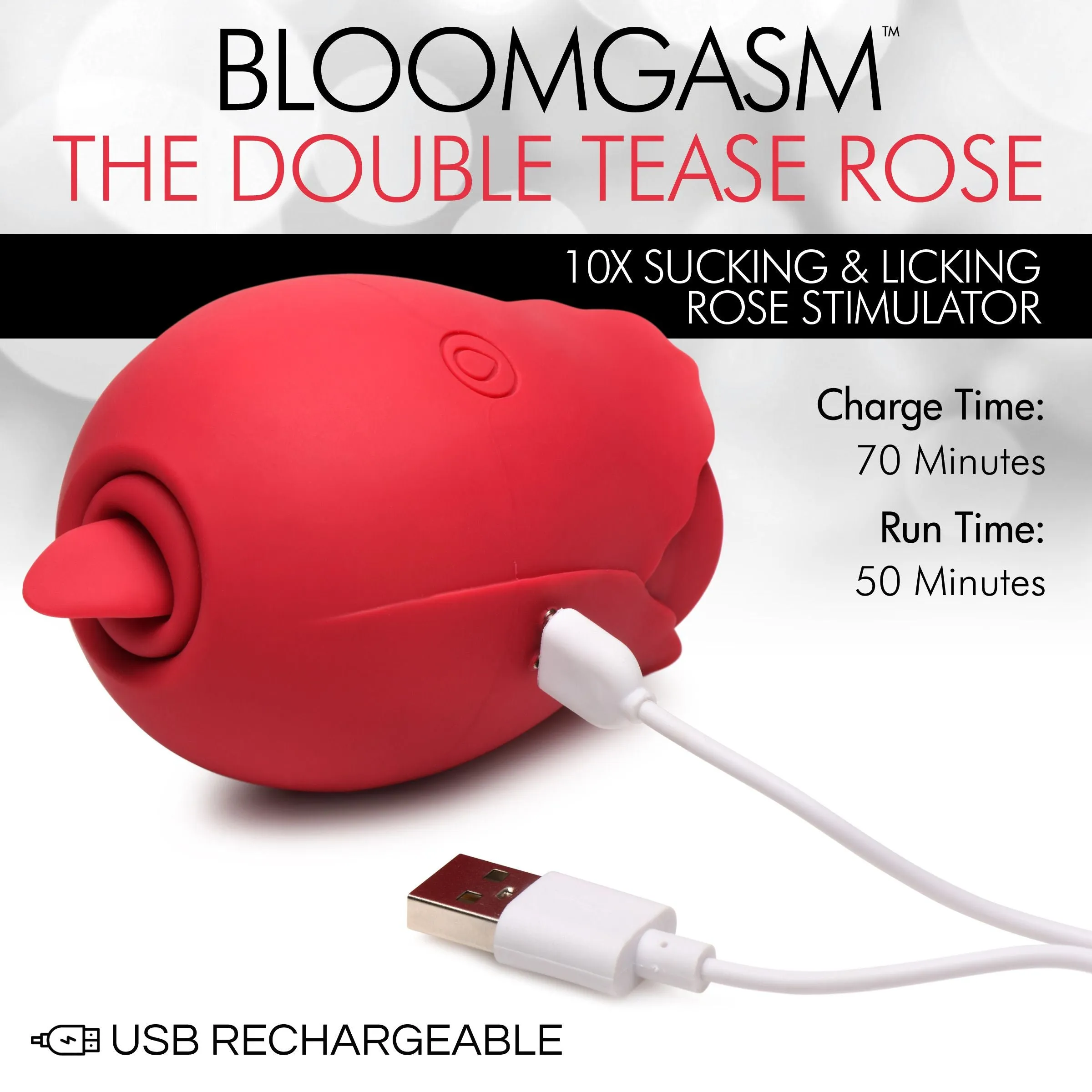 The Double Tease Rose Sucking And Licking Silicone Stimulator
