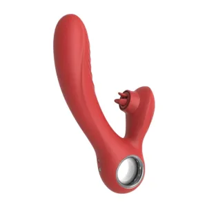 Vibrator rabbit ROUGE VELVET Aura. pentru clitoris și punctul G. cu simulare sex oral. 10 funcții de vibrații ultra-puternice. roșu