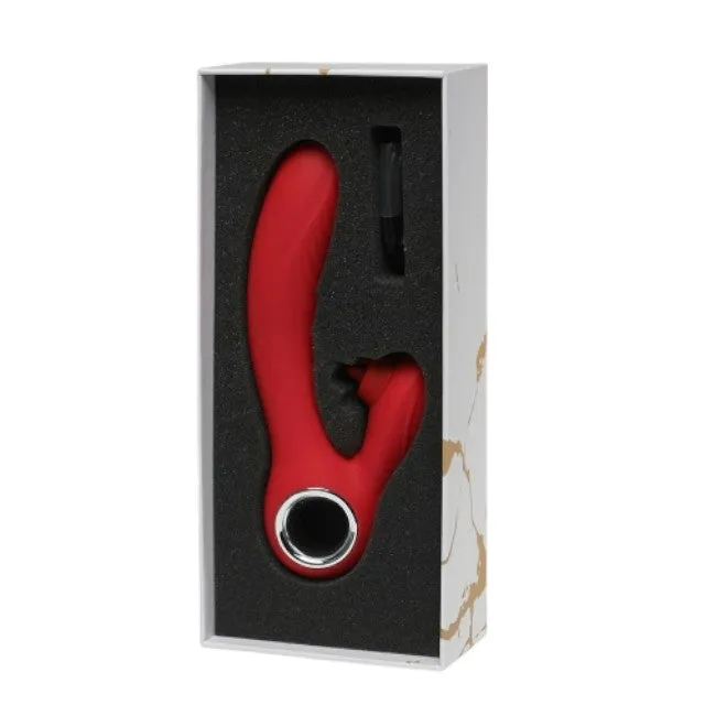 Vibrator rabbit ROUGE VELVET Aura. pentru clitoris și punctul G. cu simulare sex oral. 10 funcții de vibrații ultra-puternice. roșu