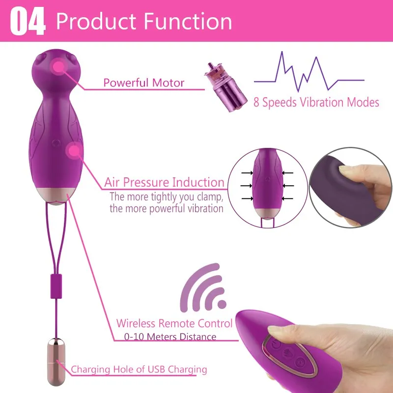 Wireless Bee Pressure Sensor Masturbation Firming Training Vibrator